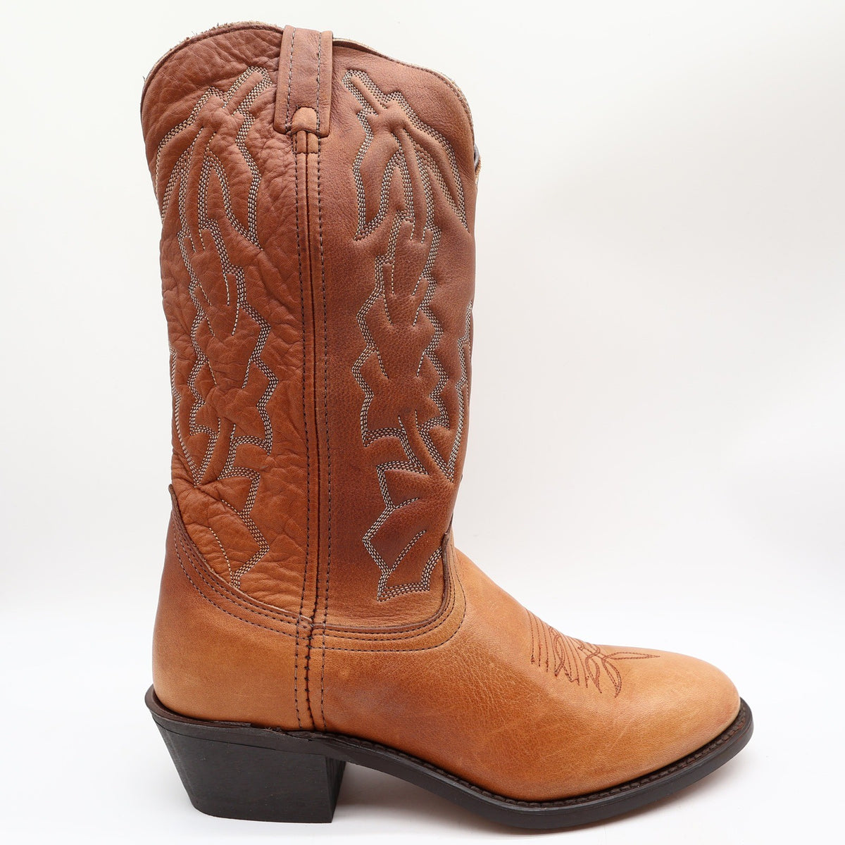 American West Trading Cowboy Boots Mens 9 D Walnut Deertan Leather Made in USA - take2supply
