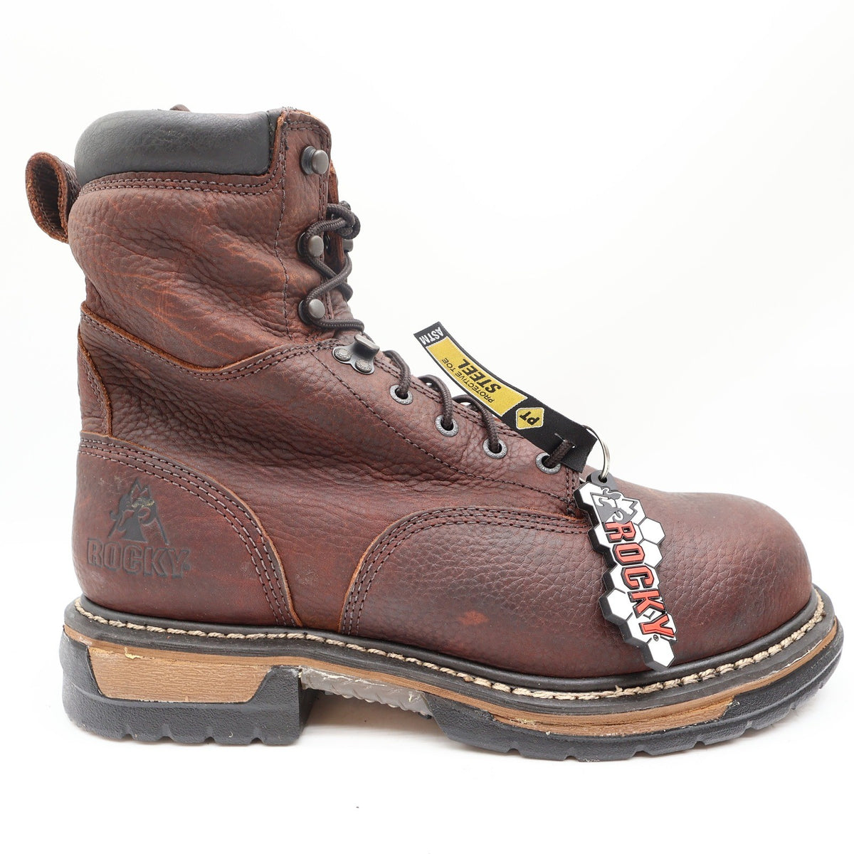 Rocky IronClad Steel Toe Work Boots Mens 12W Brown Leather Waterproof NWT - take2supply