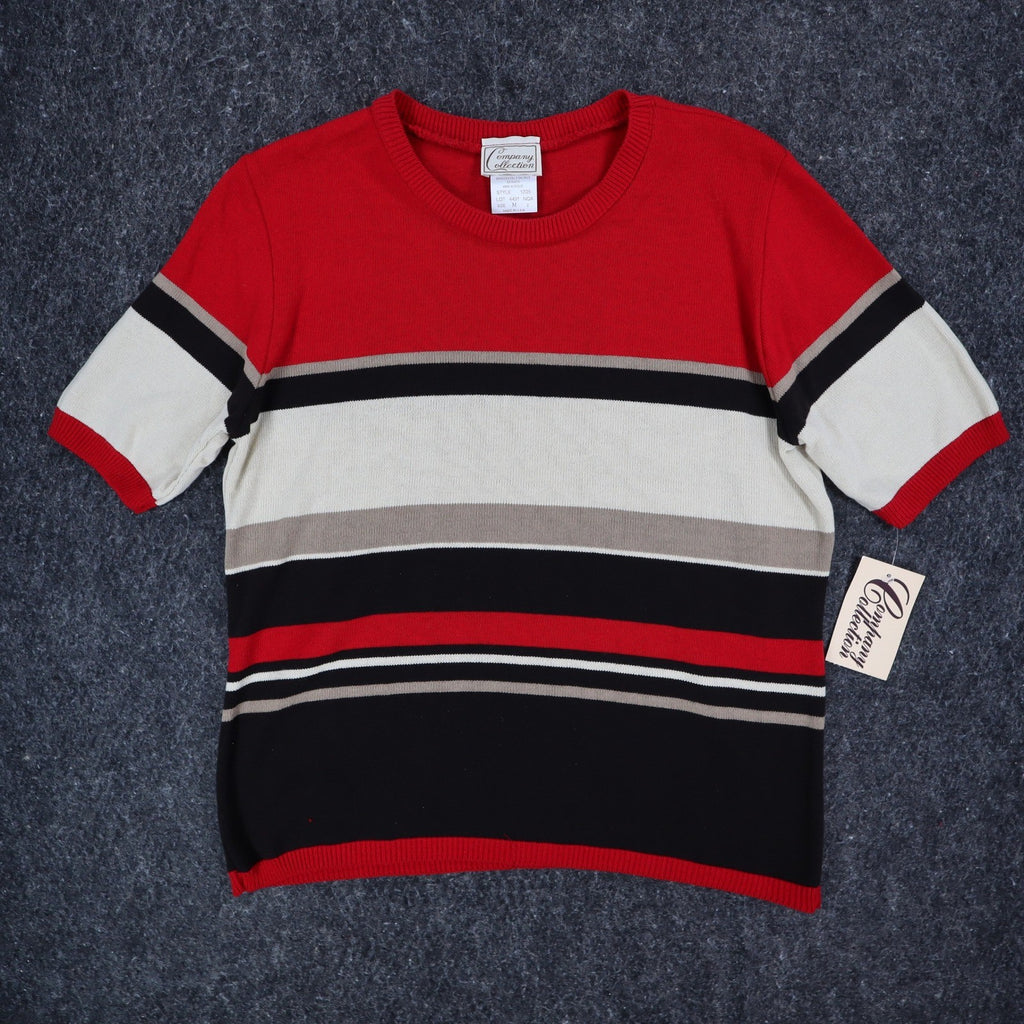 Company Collection Sweater Set Womens M Red Black Striped Cardigan Top USA NWT - take2supply