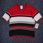 Company Collection Sweater Set Womens M Red Black Striped Cardigan Top USA NWT - take2supply