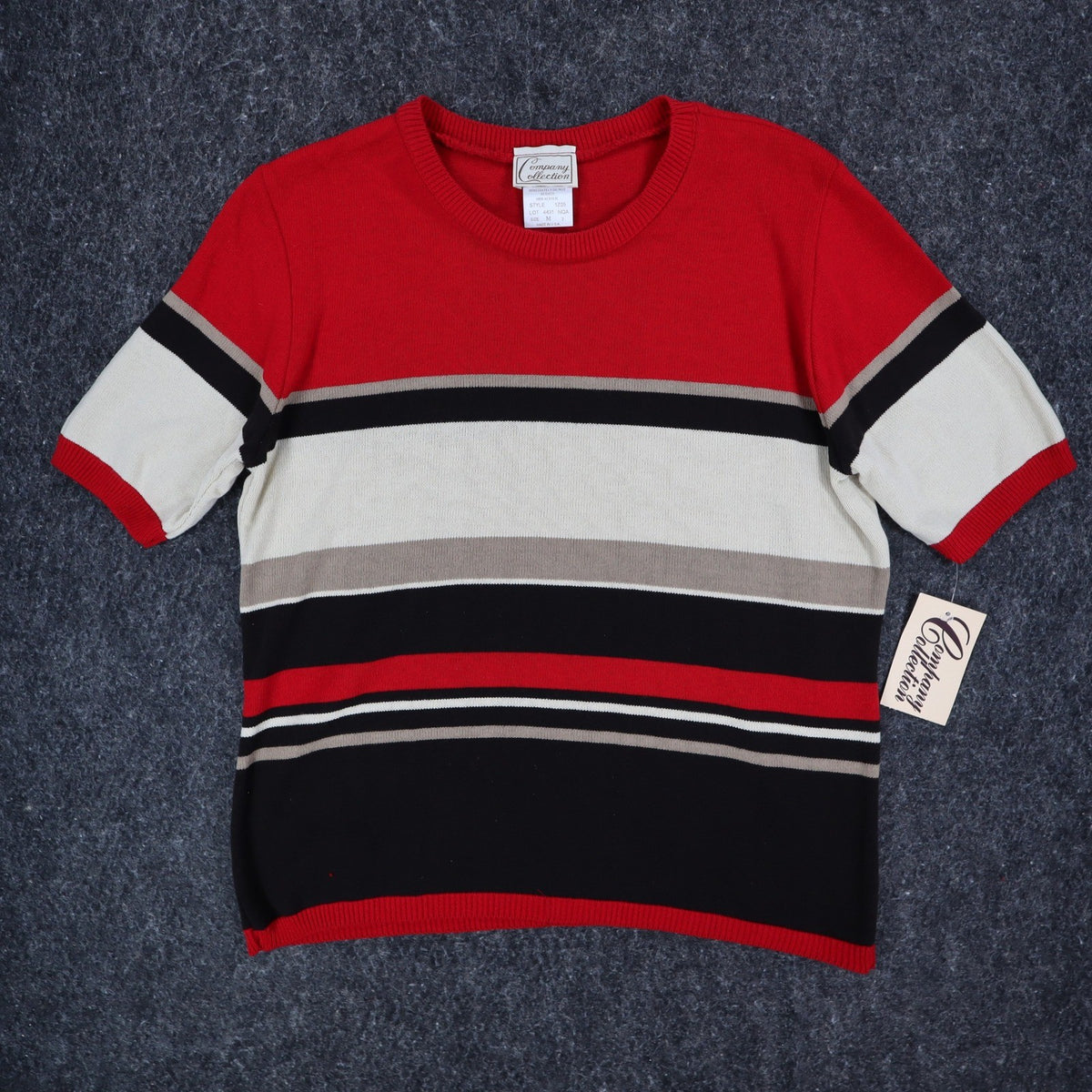 Company Collection Sweater Set Womens M Red Black Striped Cardigan Top USA NWT - take2supply