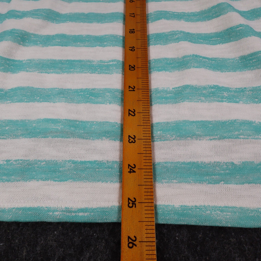 Tribal Jeans Womens M Aqua White Striped Lightweight Hooded Pullover Top NWT - take2supply