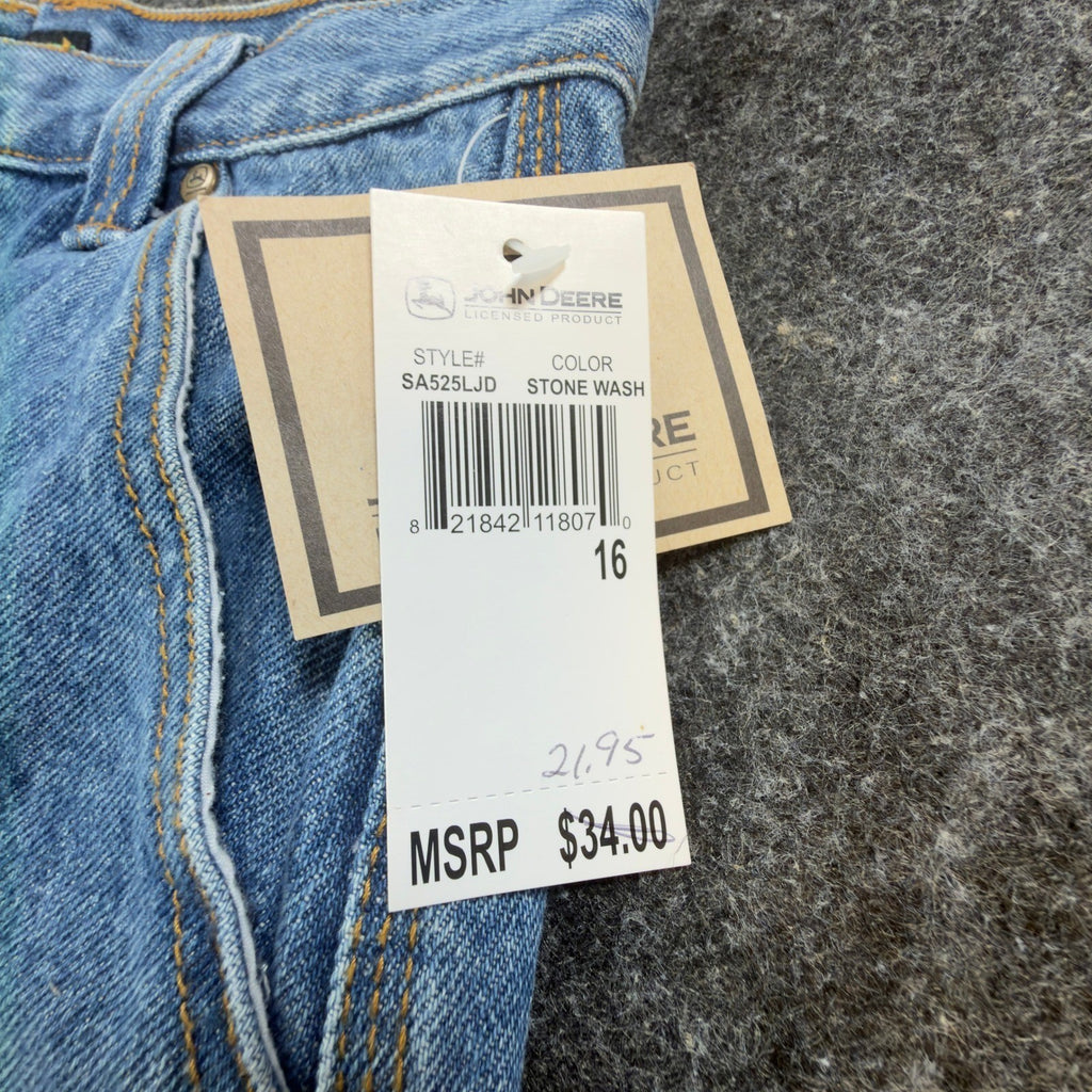 John Deere Carpenter Shorts Kids Size 16 Stone Wash Denim Blue Cotton NWT - take2supply