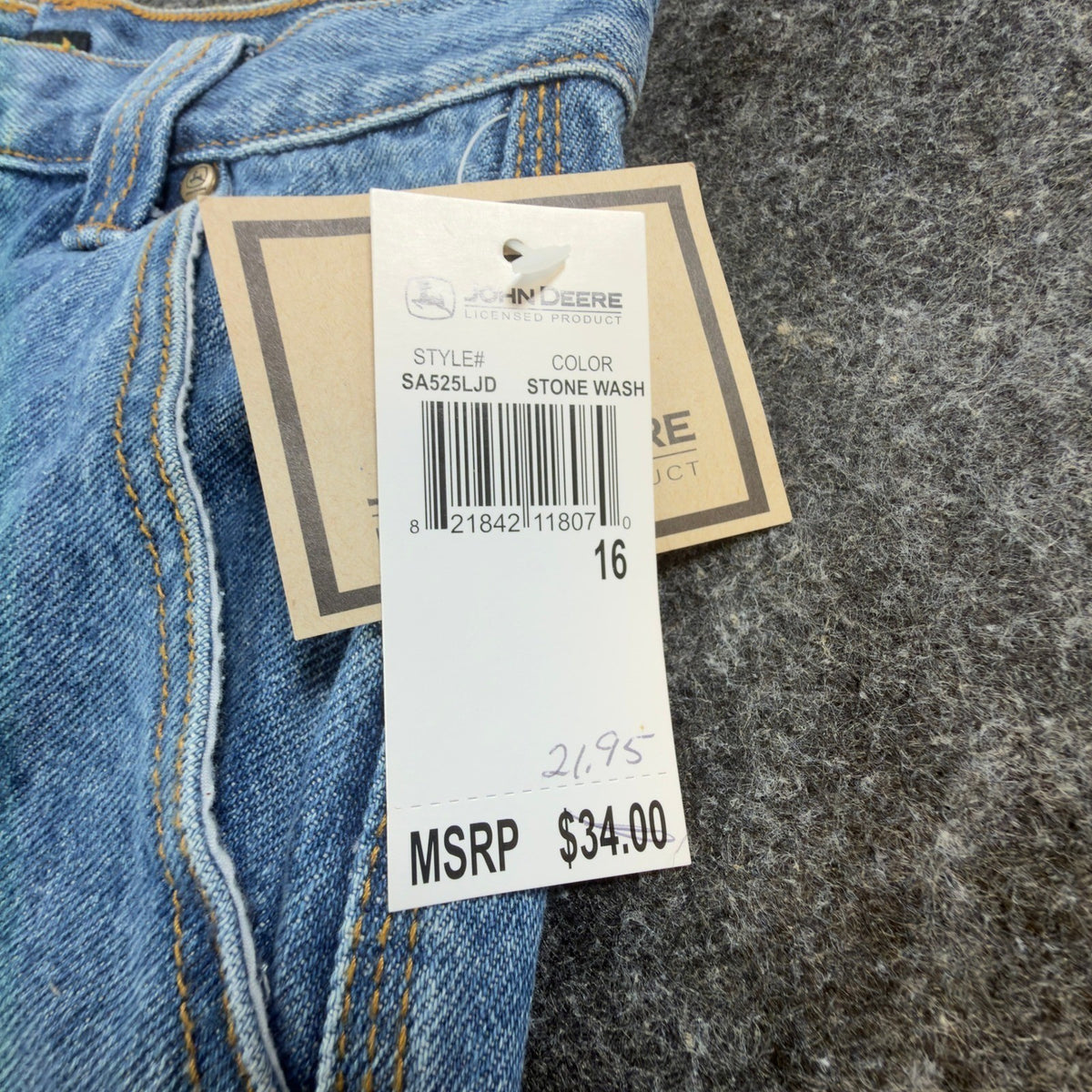 John Deere Carpenter Shorts Kids Size 16 Stone Wash Denim Blue Cotton NWT - take2supply