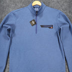 Adidas Quarter Zip Pullover Mens Medium Blue Excellent Textured Chest Pocket - take2supply