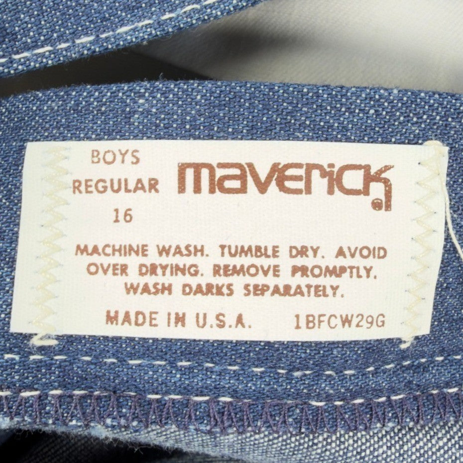Maverick Vintage 70s Boot Flare Jeans Boys 16 Regular Blue Denim NWT Deadstock - take2supply