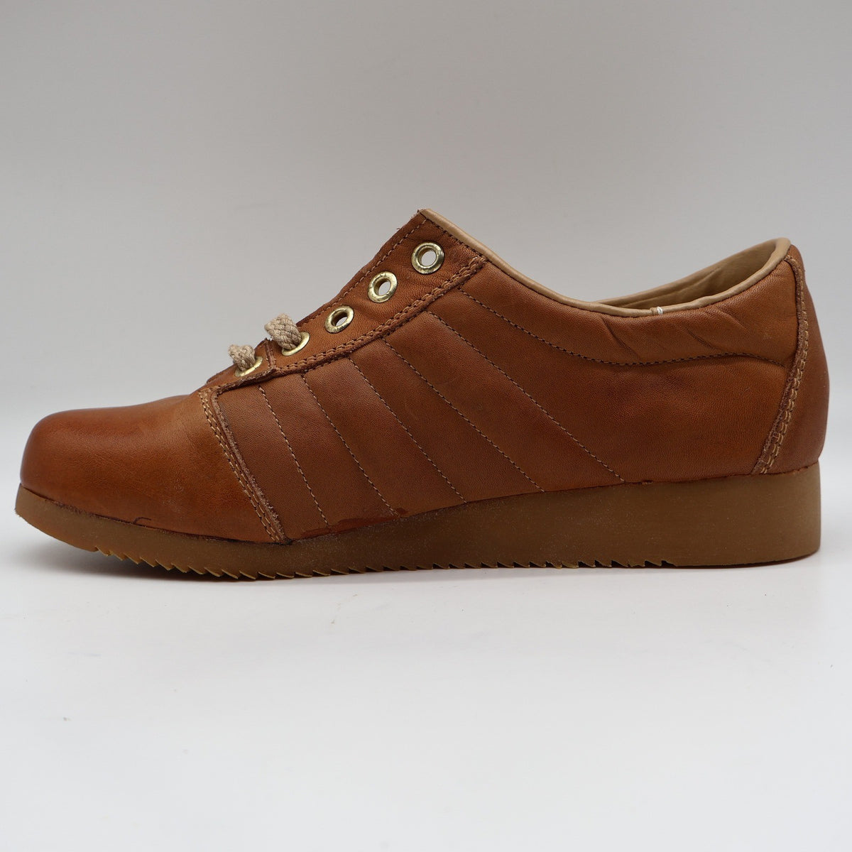 Sportiques Sneakers 7.5 Vintage Deadstock Brown Leather Gum Ripple Sole Romania - take2supply