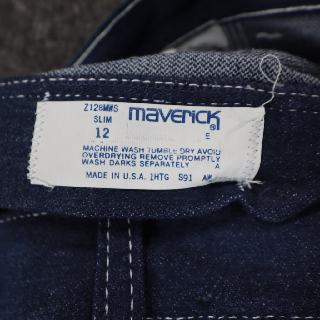 Maverick Jeans Boys 12 Slim 24x27 Vintage 70s Blue Cotton Poly Straight Leg USA - take2supply