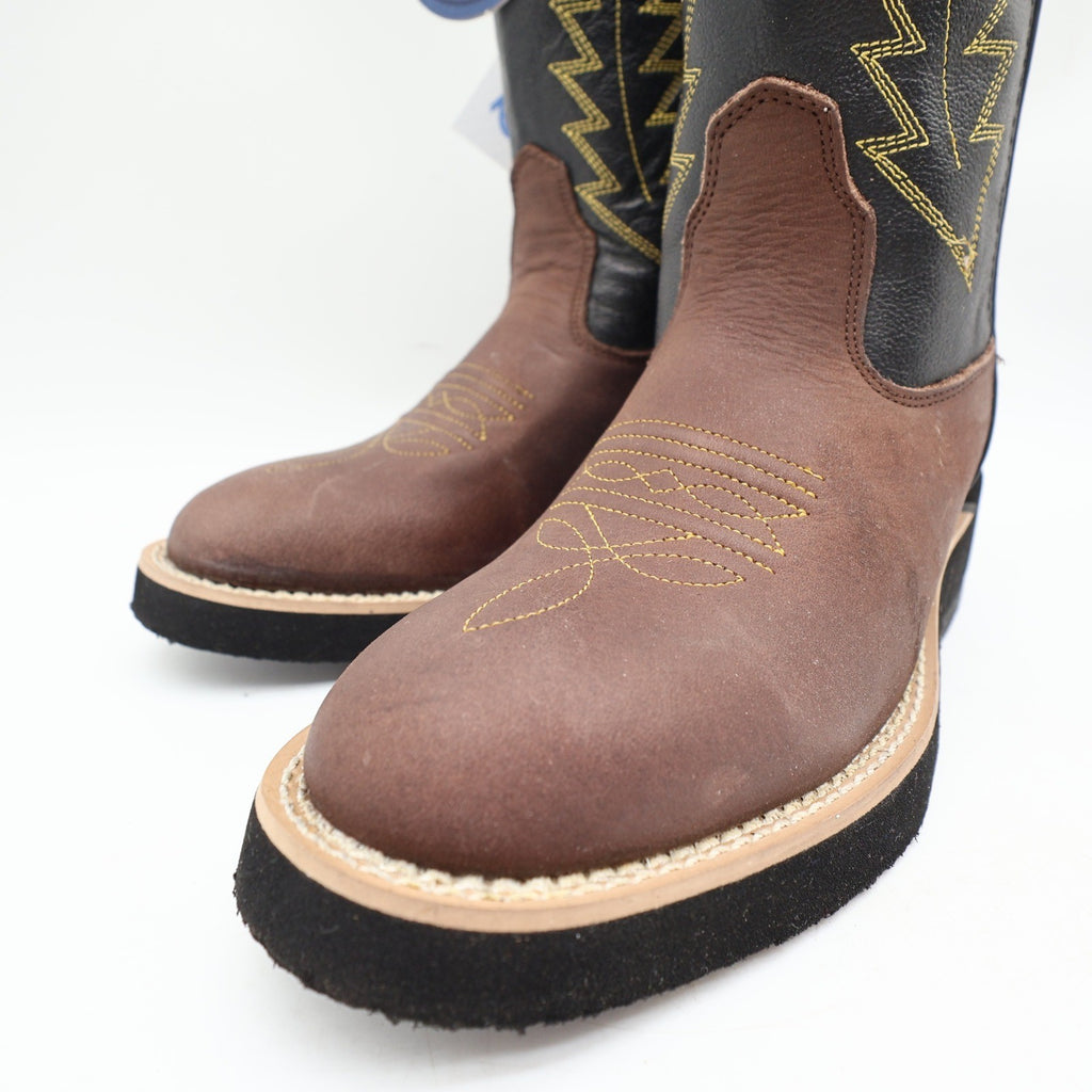 Old West 1606 Western Cowboy Boots Kids Size 1.5 Brown Black Leather NWT - take2supply