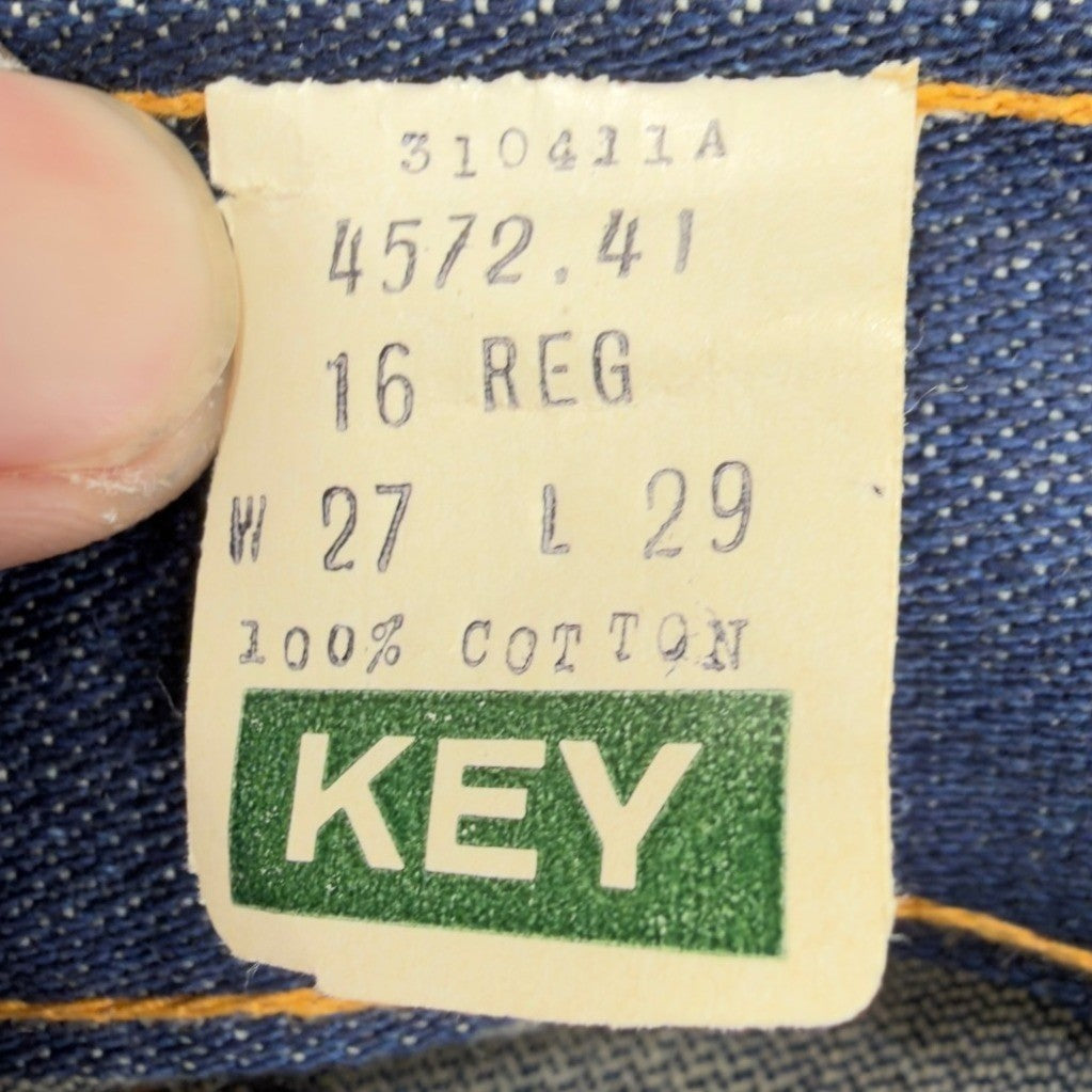 Key Vintage 70s Flare Jeans Boys 16 Reg W 27 L 29 Blue Cotton Deadstock NWT - take2supply