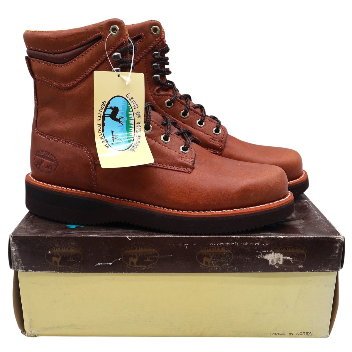 Lake of the Woods 3900 Work Boots Mens 10.5 D Vintage Brown Leather Lace Up New - take2supply