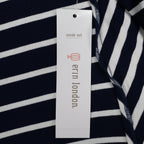 Erin London Tunic Top Womens Medium Navy Blue White Striped Sharkbite Hem NWT - take2supply