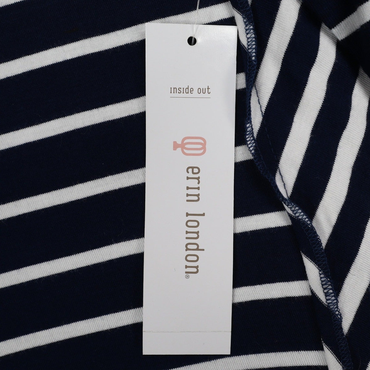 Erin London Tunic Top Womens Medium Navy Blue White Striped Sharkbite Hem NWT - take2supply