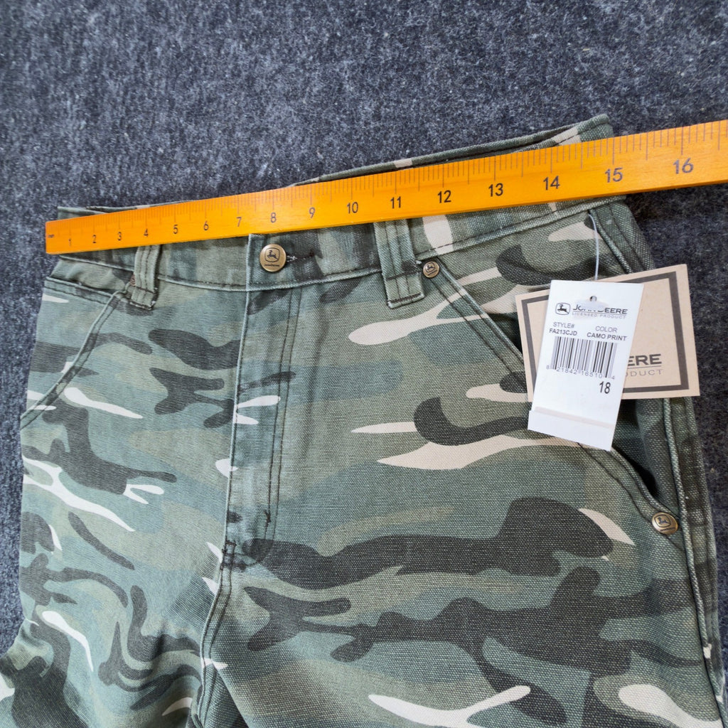 John Deere Carpenter Pants Boys Size 18 Green Camo Print Cotton Canvas NWT - take2supply