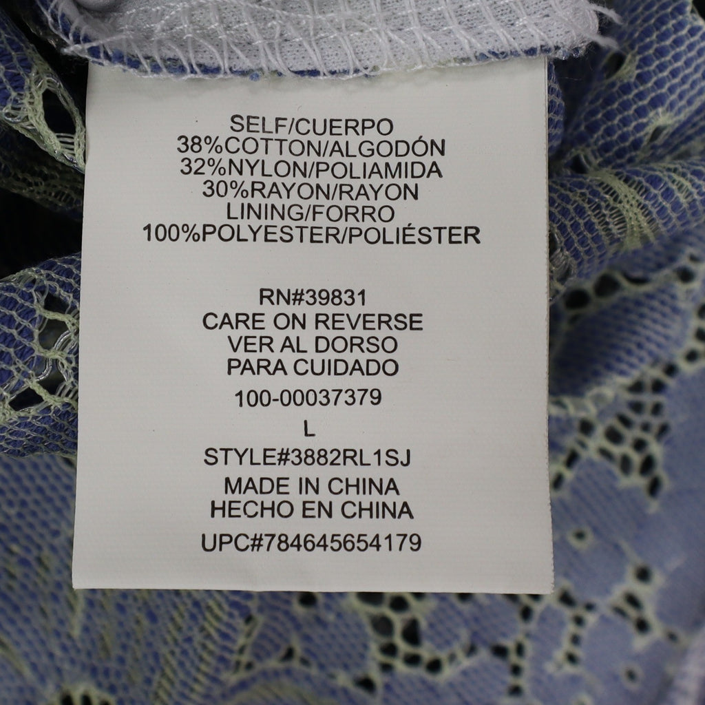 My Michelle Lace Sleeveless Top Womens Large Blue White Floral Choker Neck NWT - take2supply