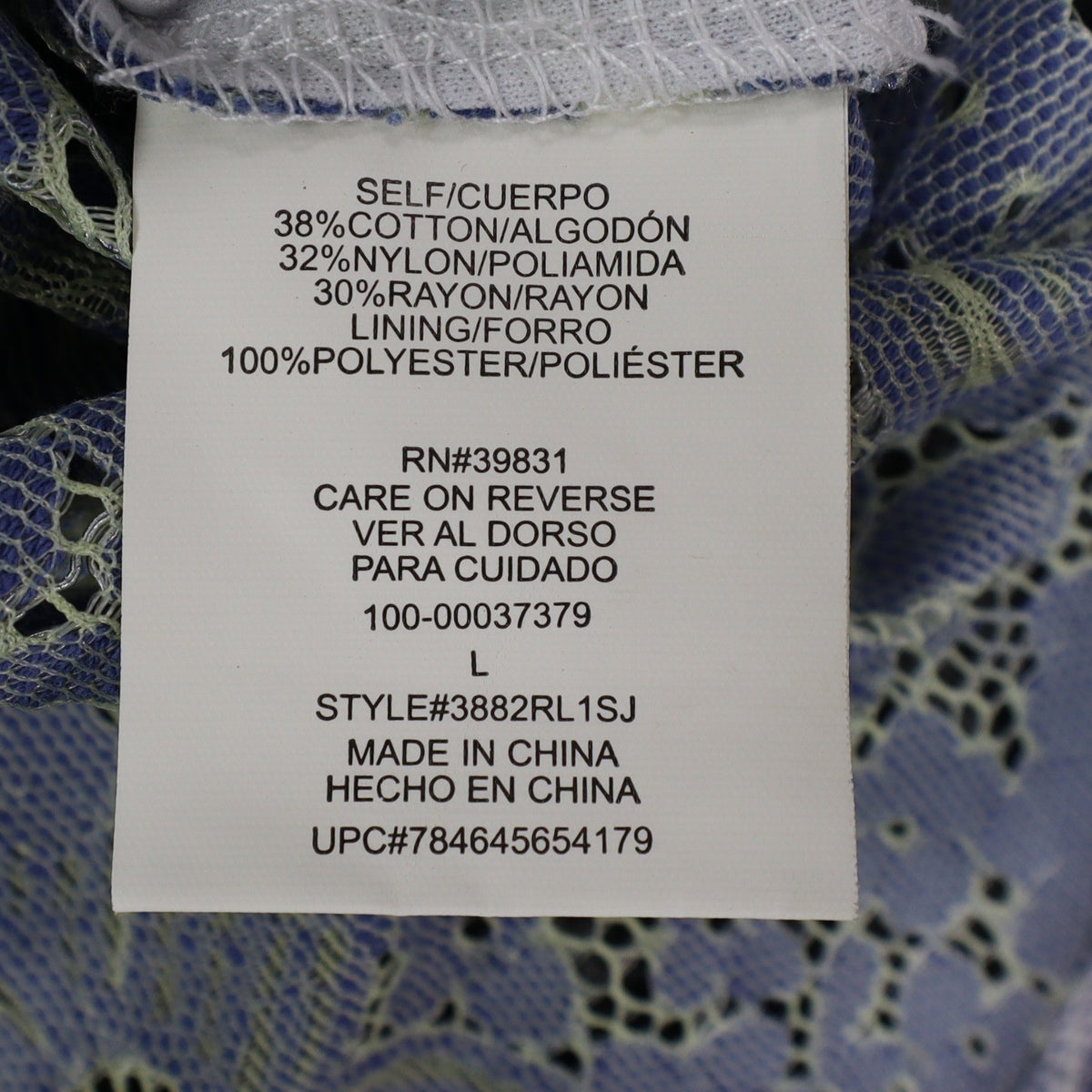 My Michelle Lace Sleeveless Top Womens Large Blue White Floral Choker Neck NWT - take2supply