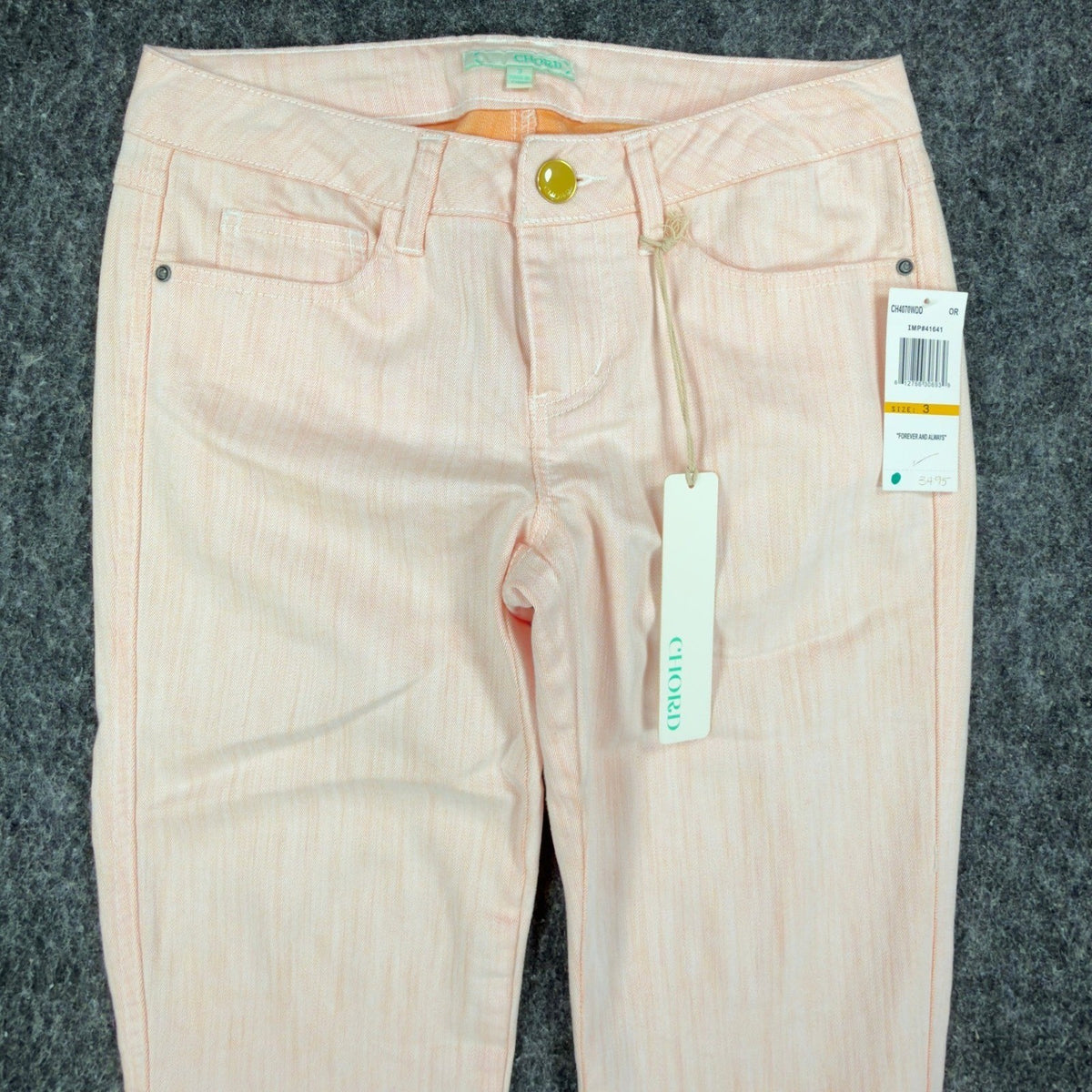 Chord Skinny Jeans Juniors 3 Peach Orange Denim NWT CH4070WDD Low Rise Stretch - take2supply