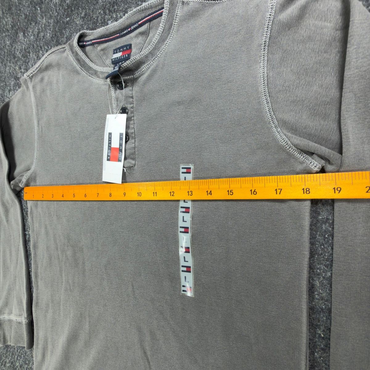 Tommy Hilfiger Y2K Henley Shirt Boy L Gray Cotton Long Sleeve NWT C467 - take2supply