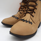 Laredo Western Kiltie Boots Womens 10 Tan Leather Lace Up Fringe 551 New In Box - take2supply