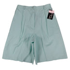 Southern Lady Pleated Shorts Womens Size 10 Aqua Twill High Waist Elastic Back - take2supply