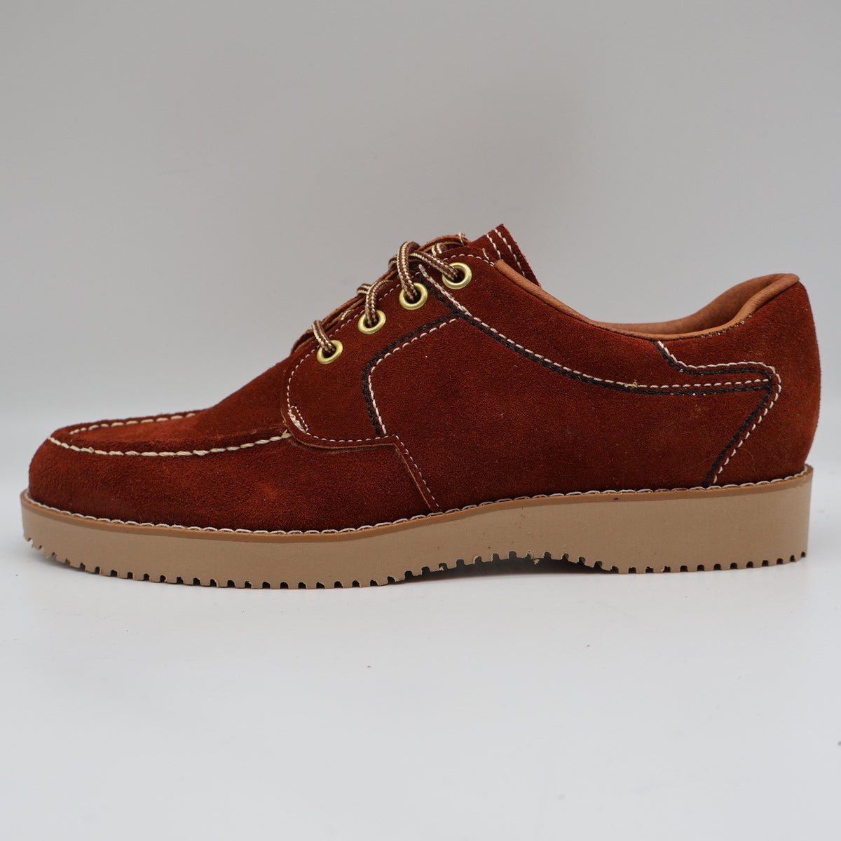 James Pepper Oxford Shoes Mens 5.5 D Vintage Rust Brown Suede Moc Toe - take2supply