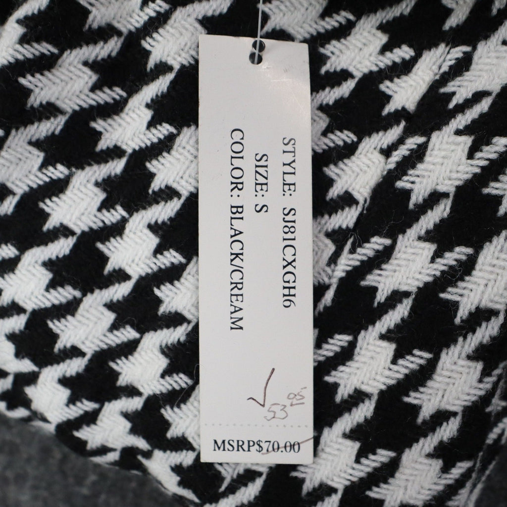 Larry Levine Houndstooth Jacket Womens Size S Black Cream Zip Pockets NWT - take2supply