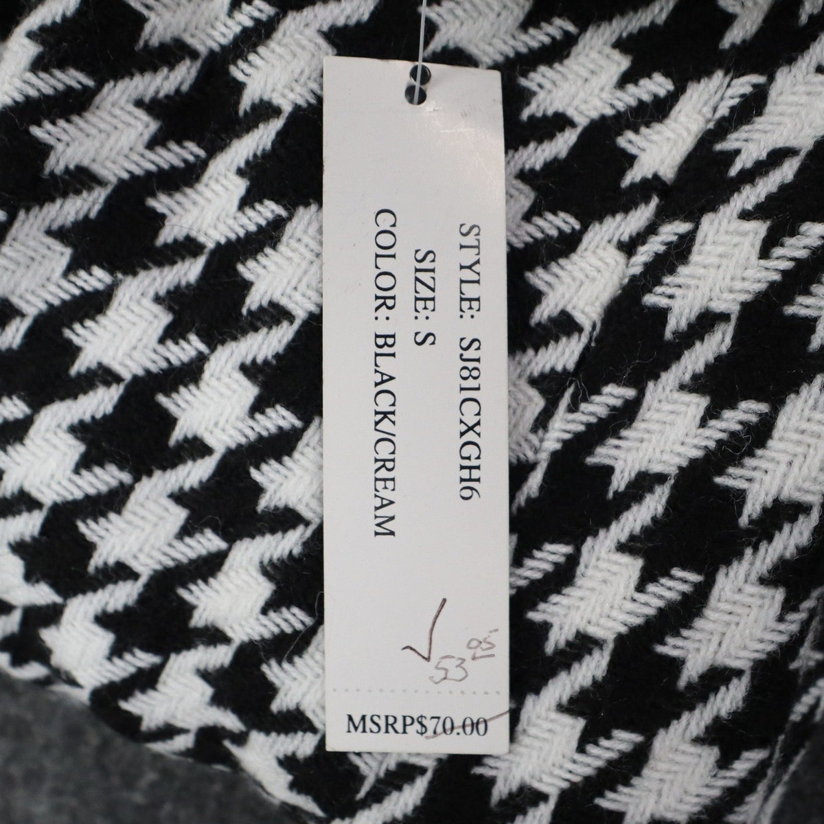 Larry Levine Houndstooth Jacket Womens Size S Black Cream Zip Pockets NWT - take2supply