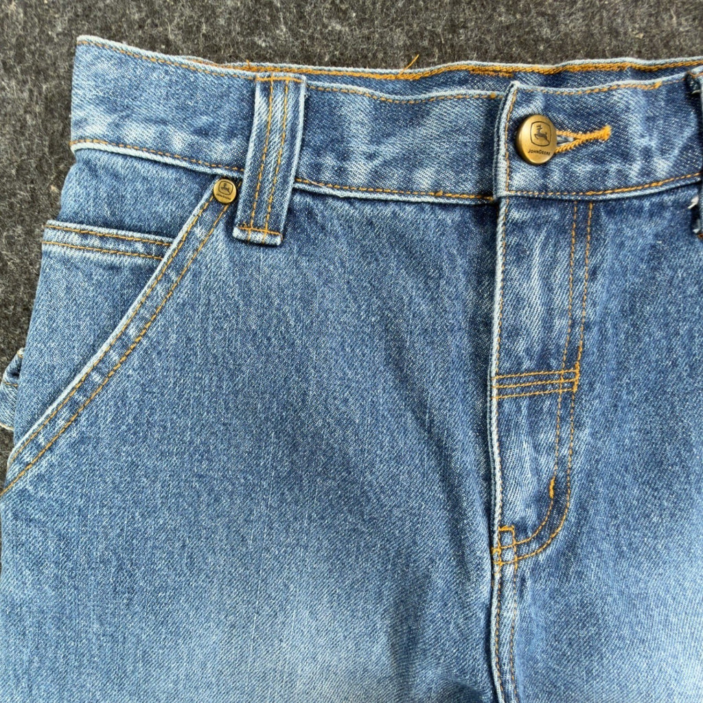 John Deere Y2K Carpenter Denim Shorts Boys 10 Blue Stone Wash NWT Deadstock - take2supply