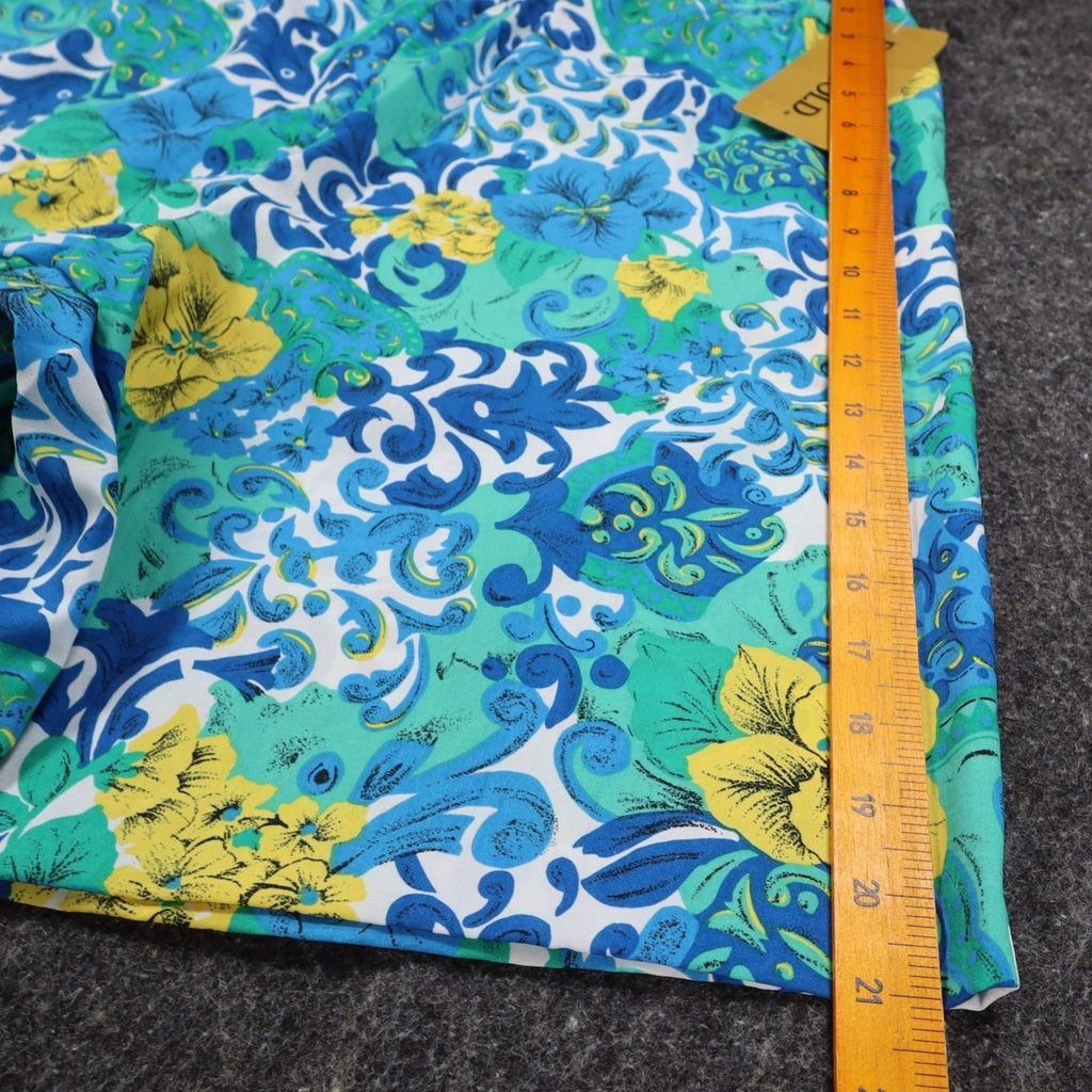 D.K. GOLD Shorts Small Vintage 90s Blue Green Floral Tropical Made in USA C985 - take2supply