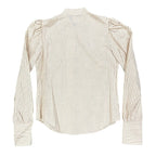 Fancy Free Vintage 80s Puff Sleeve Blouse Womens 5 Tan Striped New - take2supply