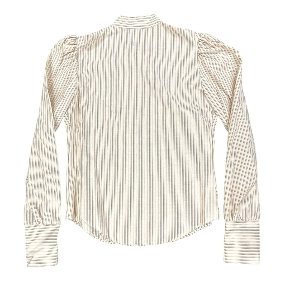 Fancy Free Vintage 80s Puff Sleeve Blouse Womens 5 Tan Striped New - take2supply