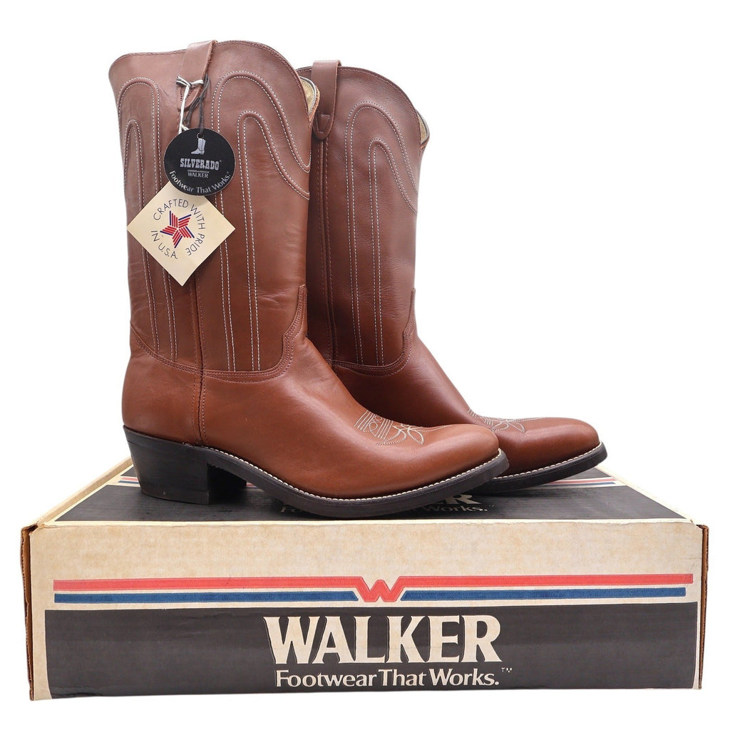 Walker Silverado Vintage Cowboy Boots Mens 11 Brown Leather NWT - take2supply