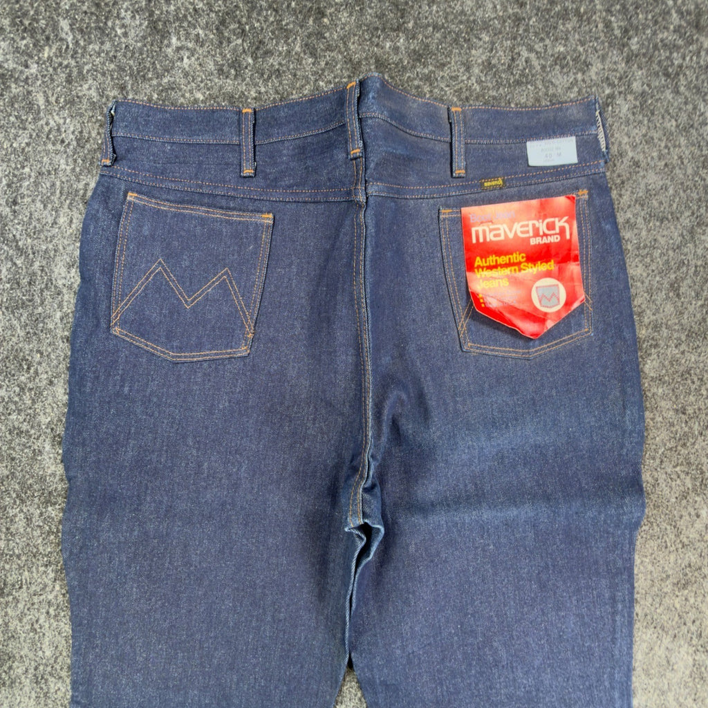 Maverick Vintage 70s Bootcut Jeans Mens 40M Dark Wash Indigo Cotton NWT NOS USA - take2supply