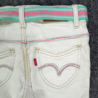 Levi's 2006 Y2K Bermuda Shorts Girls 10 White Denim NWT Belted C679 - take2supply