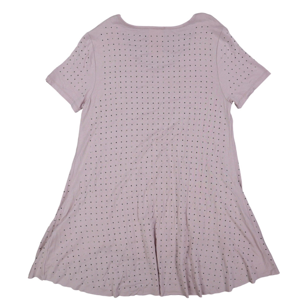 Vocal Rhinestone Stud Tunic Top Womens Small Mauve Pink High Low Layered V-Neck - take2supply