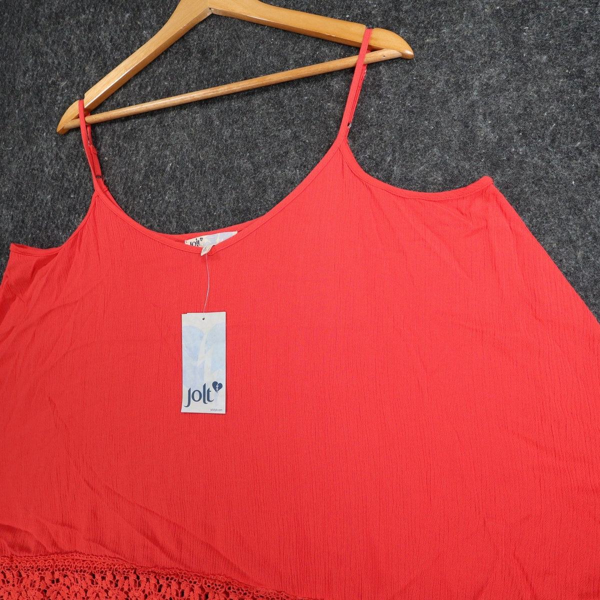 Jolt Cami Tank Top Womens Large Red Rayon Crochet Lace Trim Flowy JW1762DXQ - take2supply