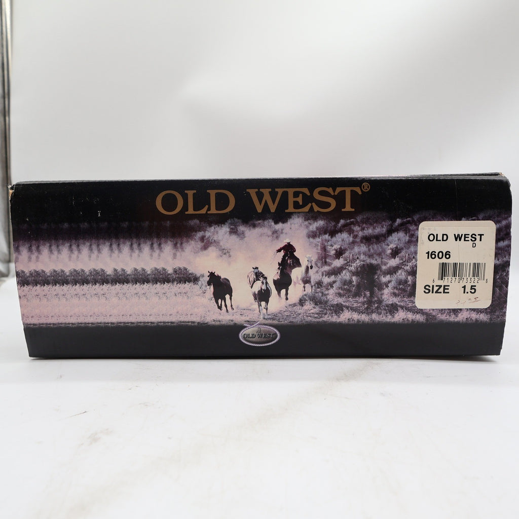 Old West 1606 Western Cowboy Boots Kids Size 1.5 Brown Black Leather NWT - take2supply