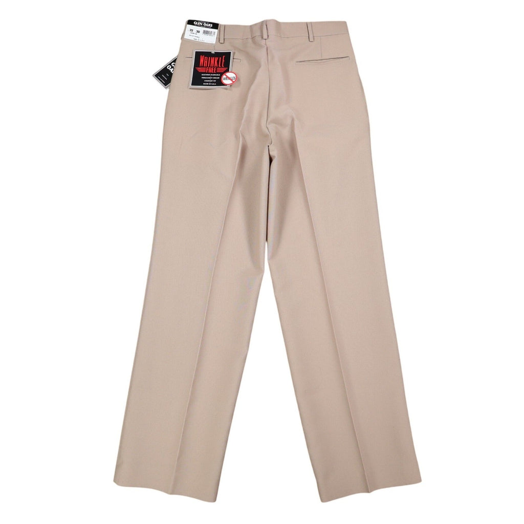 Glen Oaks Pleated Trousers Mens 33x30 Vintage 90s Tan Wool Blend Deadstock USA - take2supply