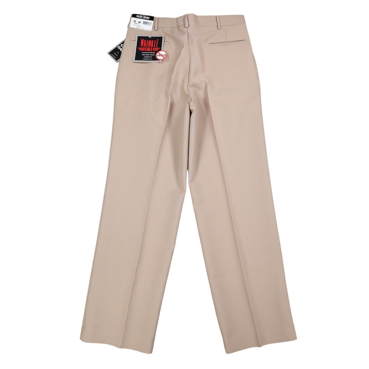 Glen Oaks Pleated Trousers Mens 33x30 Vintage 90s Tan Wool Blend Deadstock USA - take2supply