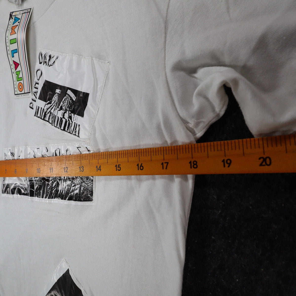 A'Milano Vintage 90s Jazz Graphic Tee Small White Single Stitch Deadstock NWT - take2supply