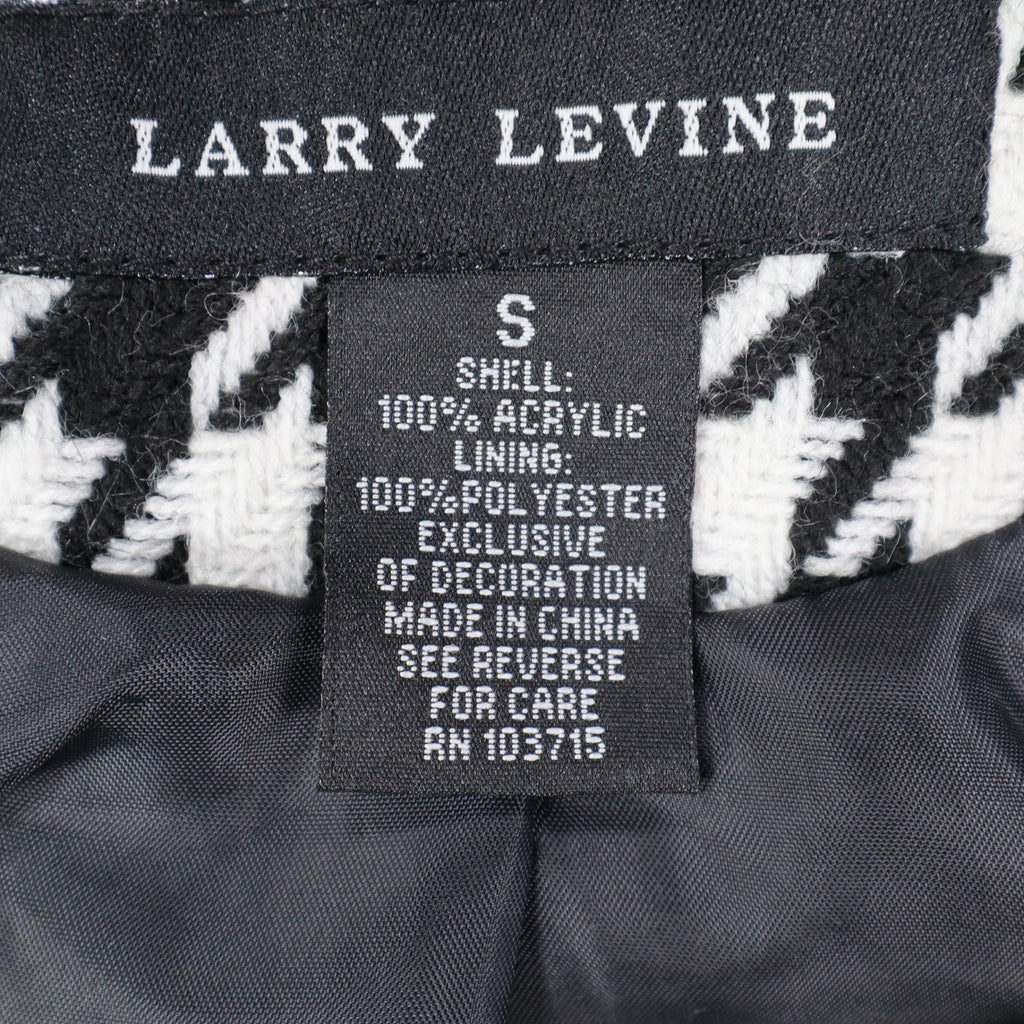 Larry Levine Houndstooth Jacket Womens Size S Black Cream Zip Pockets NWT - take2supply