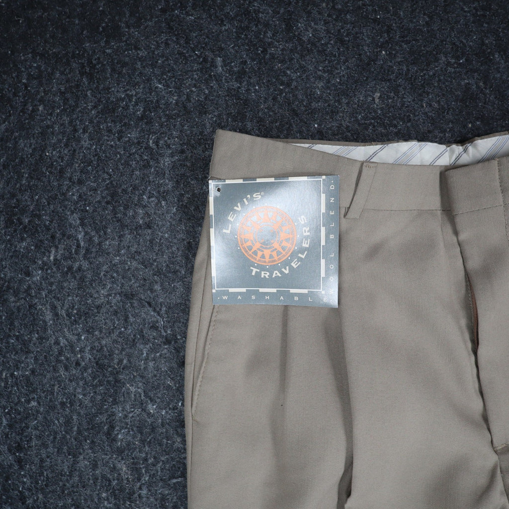 Levi's Travelers Dress Pants Mens 32x32 Vintage 90s Tan Wool Blend Pleated New - take2supply