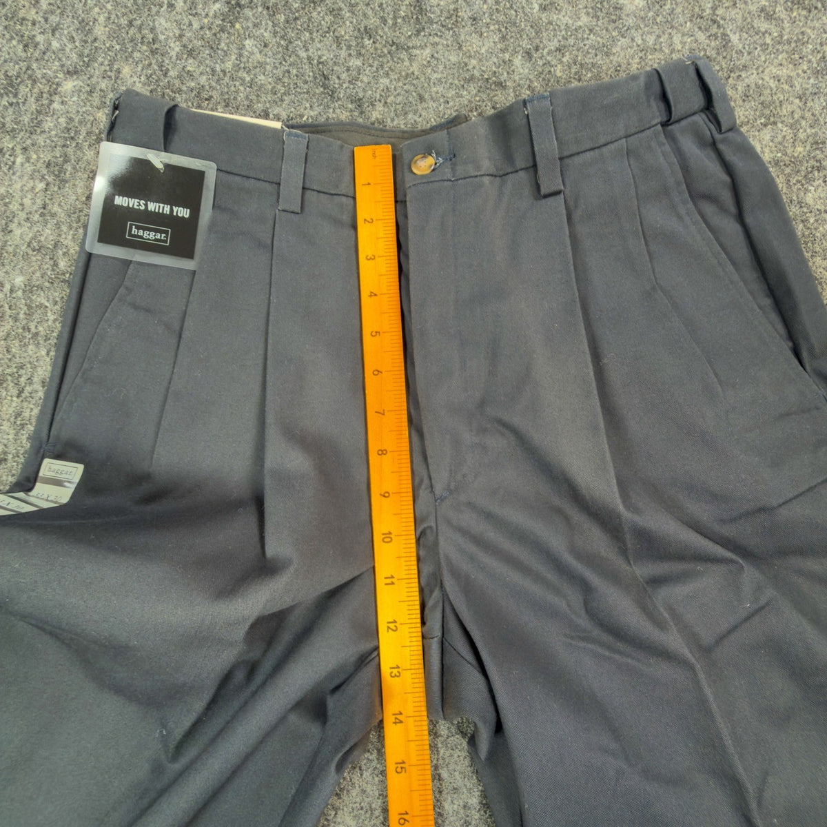 Haggar Pants Mens 33x30 Navy Blue Cotton Pleated Black Label Vintage Y2K NWT - take2supply