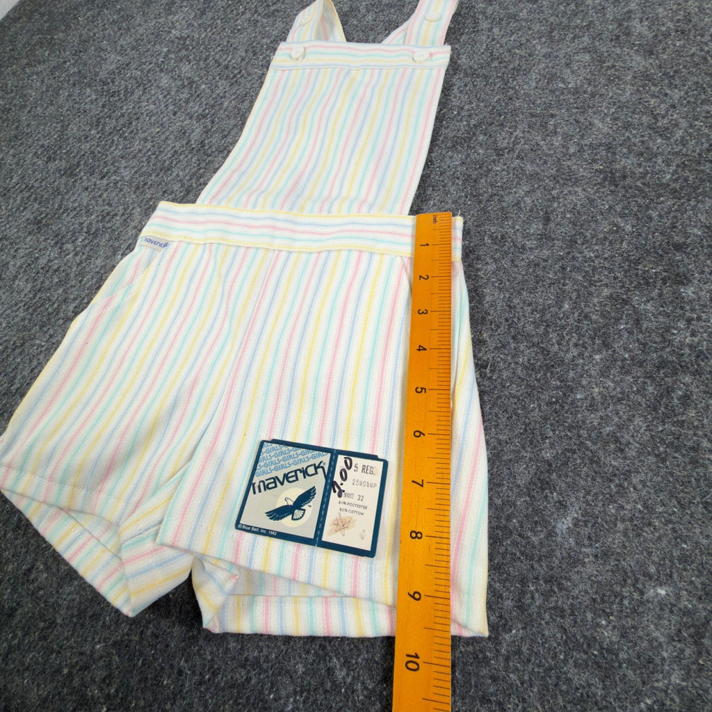 Maverick 1980s Vintage Striped Shortalls Girls 5 Pastel Multi NWT - take2supply