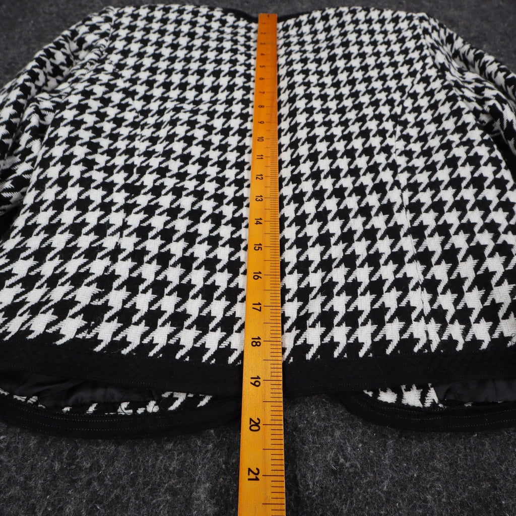 Larry Levine Houndstooth Jacket Womens Size S Black Cream Zip Pockets NWT - take2supply