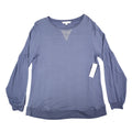 Erin London Studded Puff Sleeve Top Womens Medium Blue Viscose French Terry NWT - take2supply