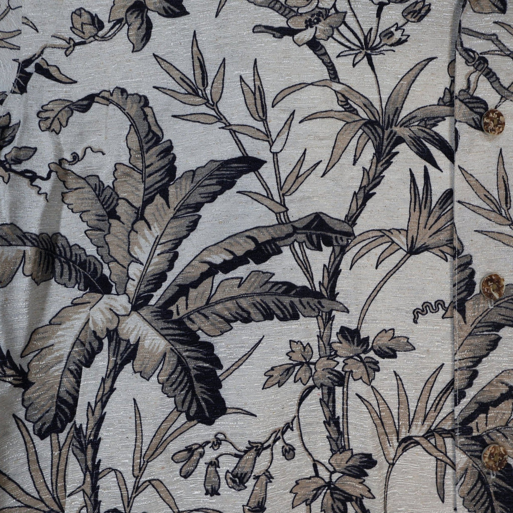 Bugle Boy Classics Button Up Shirt Mens XL Beige New Silk Rayon Tropical Floral - take2supply