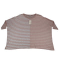 Hem & Thread Striped Knit Top Womens S/M Pink White Oversized Drop Shoulder NWT - take2supply