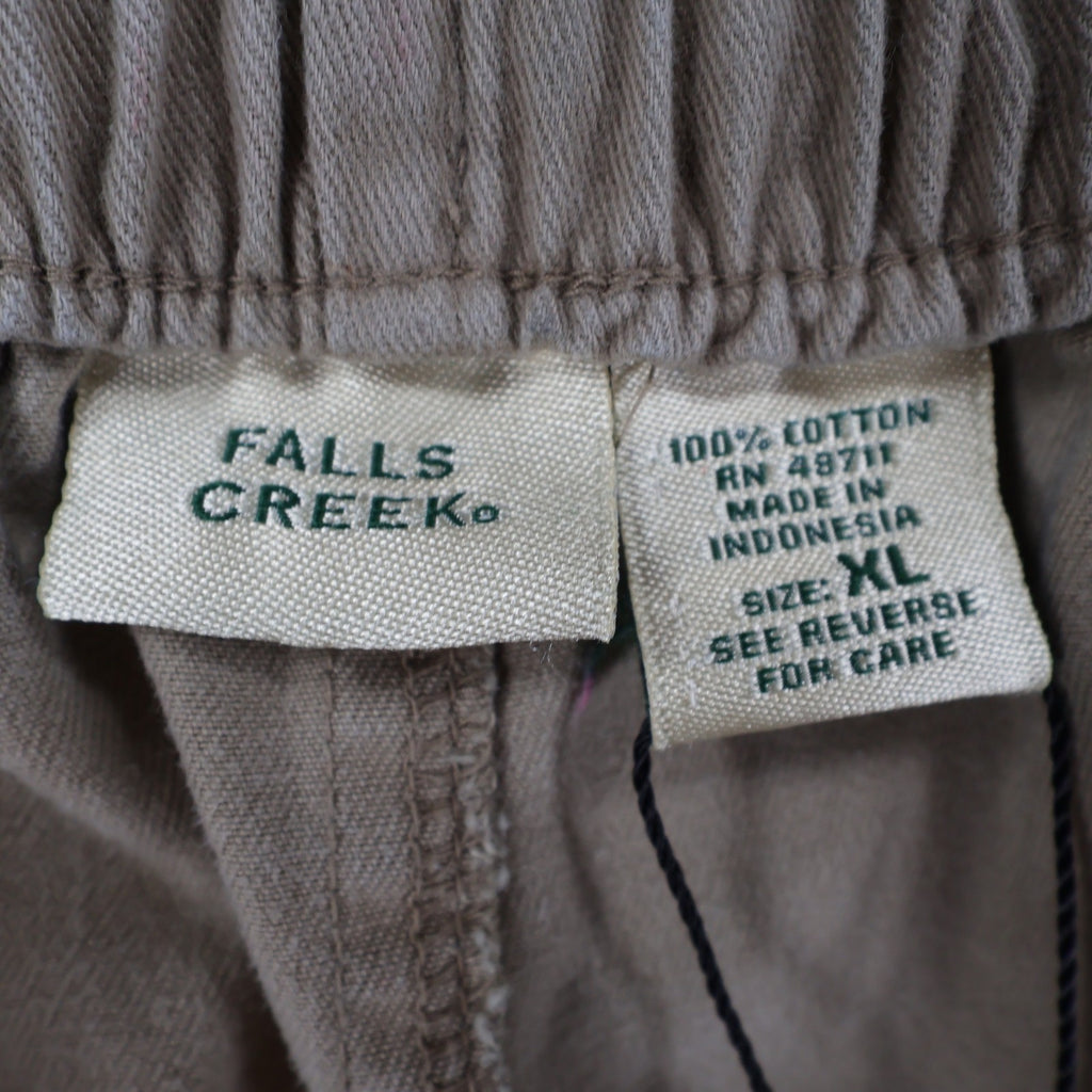 Falls Creek Shorts Mens XL Tan 100% Cotton Elastic Waist Relaxed Casual Khaki - take2supply