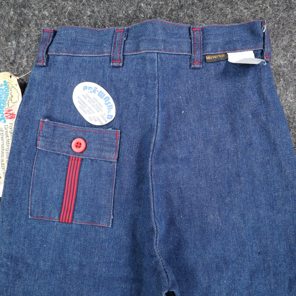 Young Maverick Automaticks Jeans Girls 12 Slim Blue Red Flare USA Deadstock NWT - take2supply